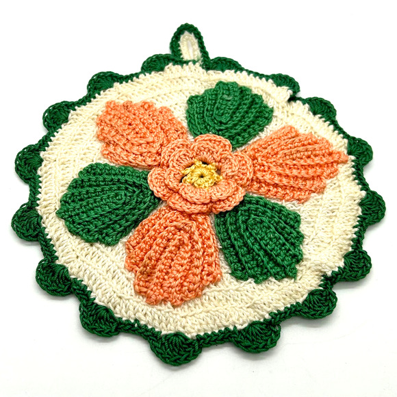 Vintage Handmade Crochet Potholders Lot of 2 - Picture 7 of 10